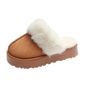 Pimali Suede Fur Flats – Women's Plush Lined House Slippers | Faux Suede Cosy Flats