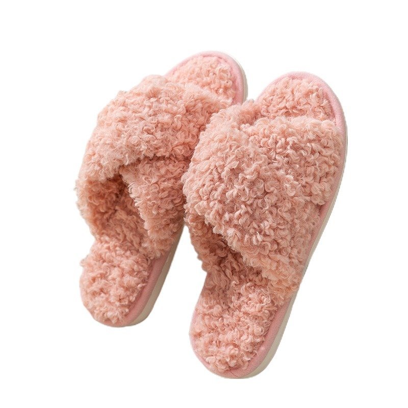Pimali Cross Strap Plush Slippers – Women's Open-Toe Fluffy Home Slides | Warm Platform Slippers UK 3 Pimali Cross Strap Plush Slippers – Women's Open-Toe Fluffy Home Slides | Warm Platform Slippers UK - Image 3