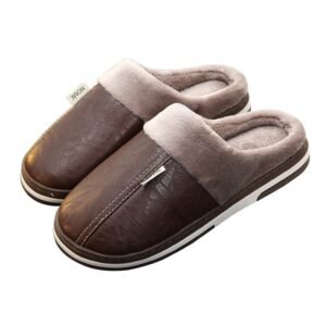 Pimali Waterproof Leather Slippers – PU Leather House Slippers Men & Women | Easy-Clean Non-Slip