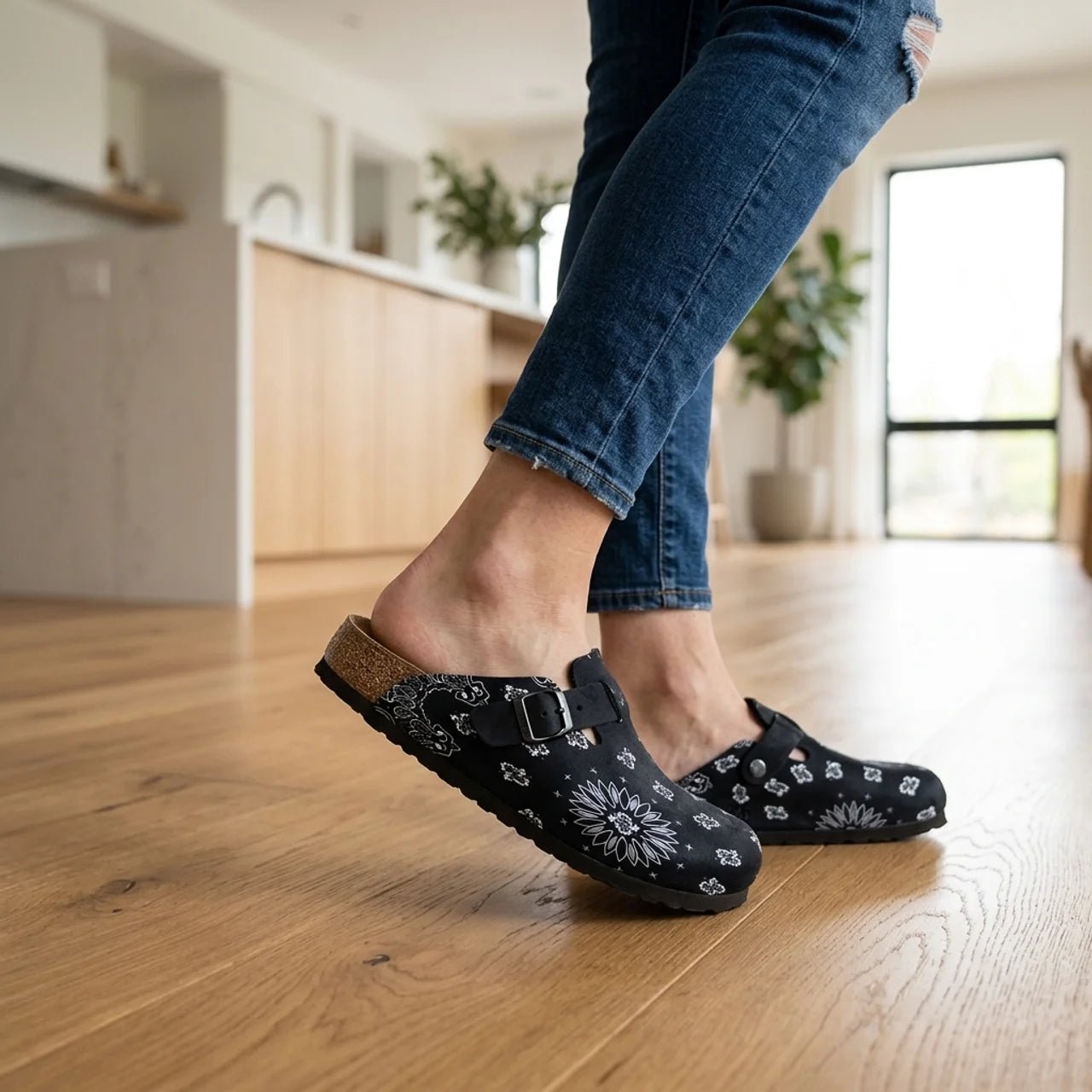 Paisley Print Clogs — Patterned Cork Footbed Mules 4 Paisley Print Clogs — Patterned Cork Footbed Mules - Image 4
