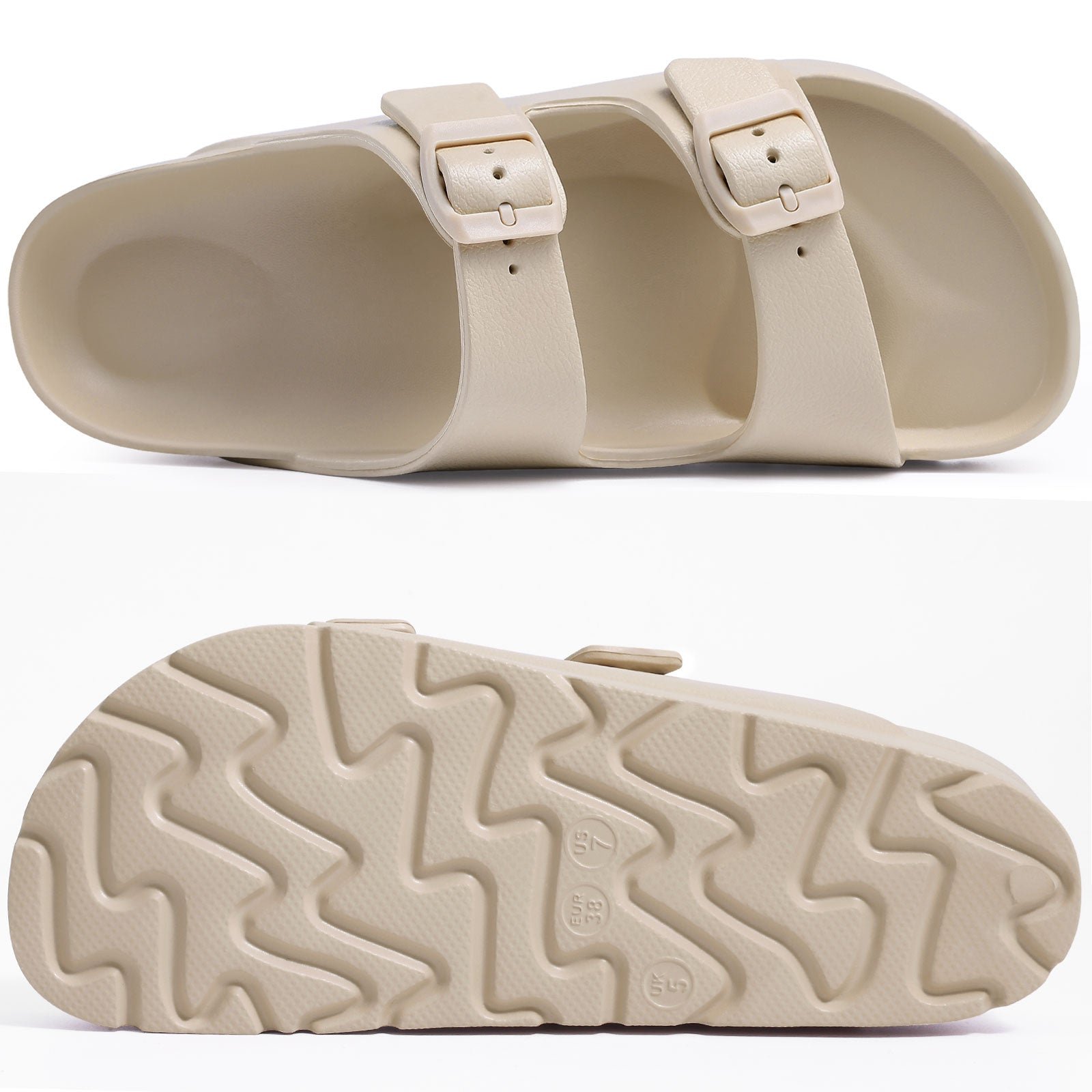 Waterproof EVA Footbed Sandals – Double-Buckle Slides | Mykonos | Women's 1 Mykonos cork footbed sandals - Pimali