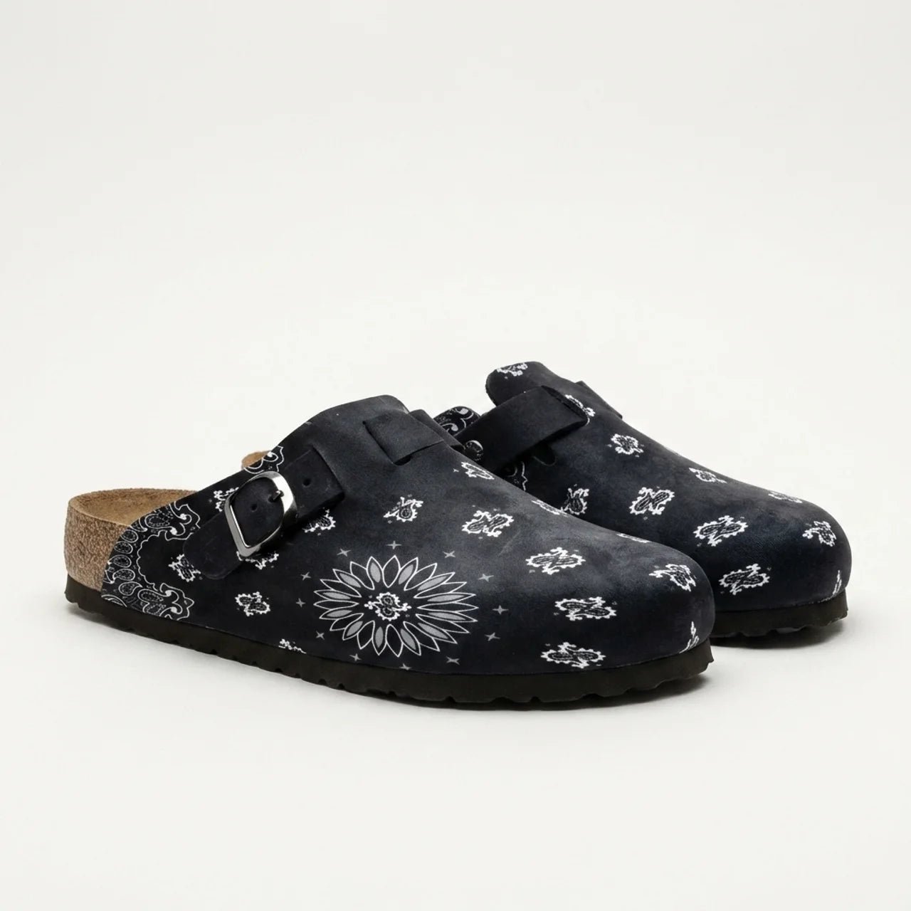 Paisley Print Clogs — Patterned Cork Footbed Mules 3 Paisley Print Clogs — Patterned Cork Footbed Mules - Image 3