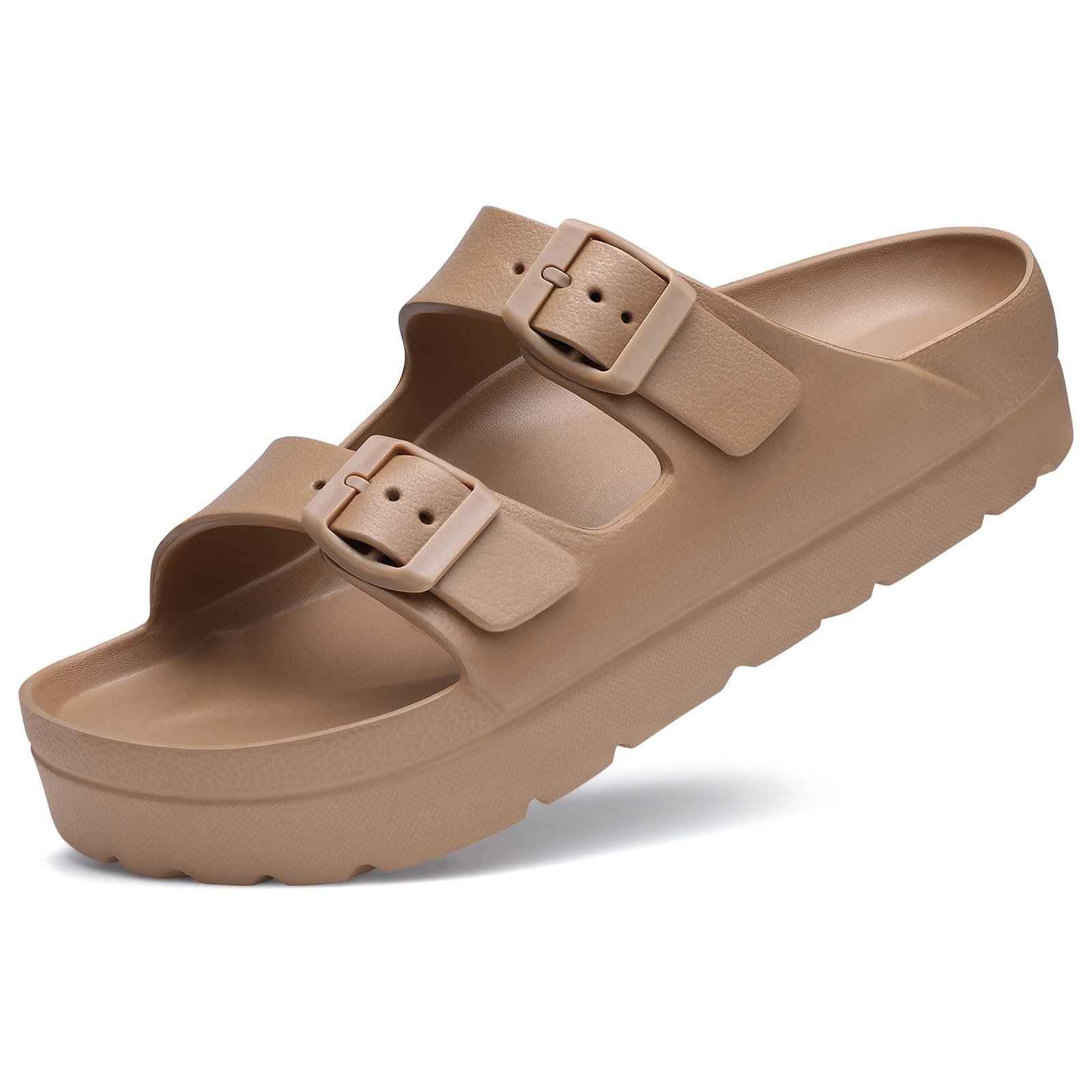 Waterproof EVA Footbed Sandals – Double-Buckle Slides | Mykonos | Women's 9 Mykonos cork footbed sandals - Pimali