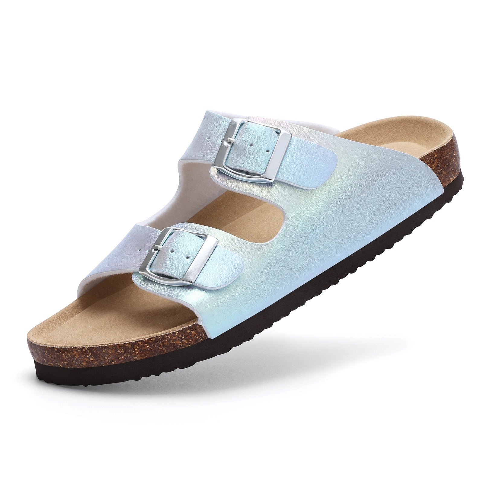 Double-Buckle Cork Footbed Sandals – Pastel Slides with Arch Support | Cannes | Women's 7 Cannes cork footbed sandals - Pimali