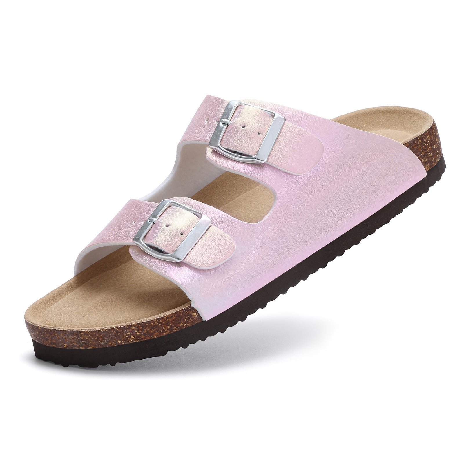 Double-Buckle Cork Footbed Sandals – Pastel Slides with Arch Support | Cannes | Women's 6 Cannes cork footbed sandals - Pimali