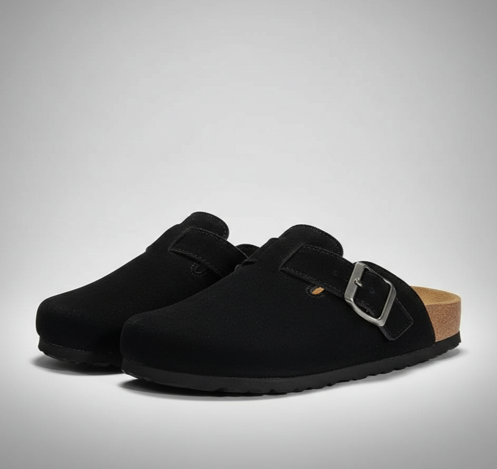 Suede Clog Mules — Cork Footbed Slip-On Clogs 2 Suede Clog Mules — Cork Footbed Slip-On Clogs - Image 2