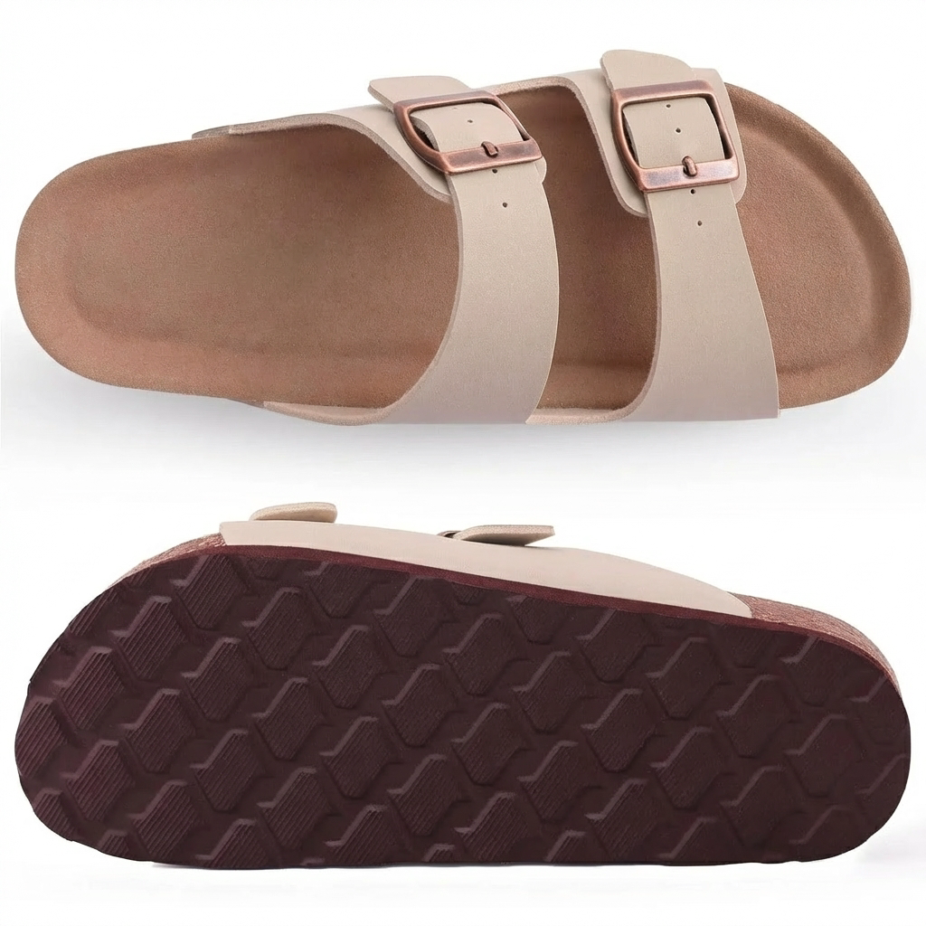 Cork Footbed Sandals – Double-Buckle Slides with Arch Support | Monaco | Unisex 5 Monaco cork footbed sandals - Pimali