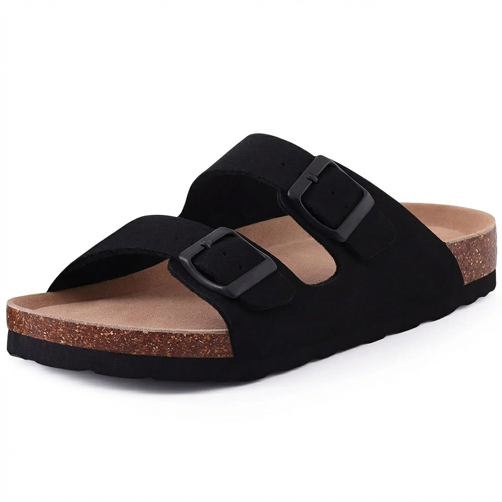 Cork Footbed Sandals – Double-Buckle Slides with Arch Support | Monaco | Unisex 8 Monaco cork footbed sandals - Pimali