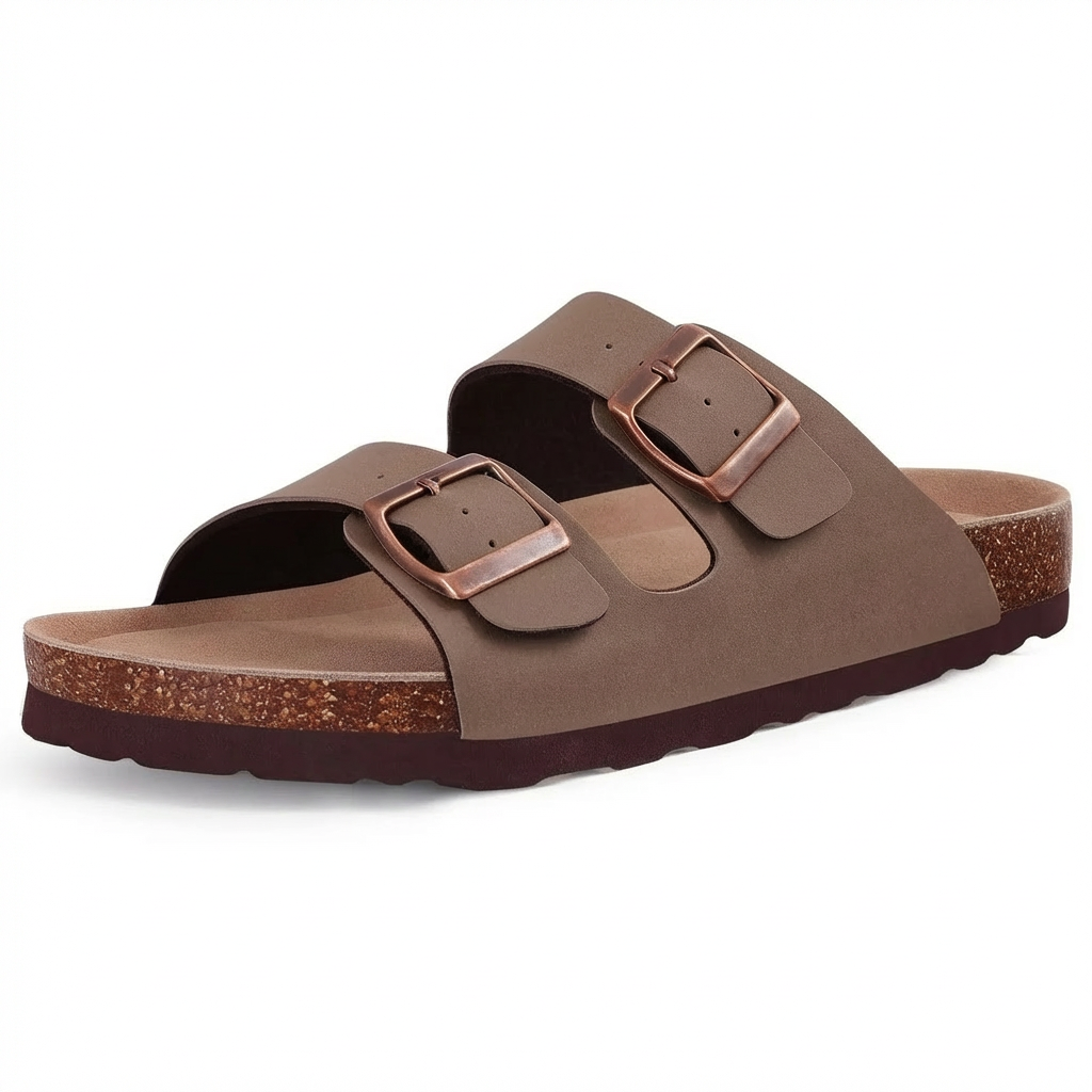 Cork Footbed Sandals – Double-Buckle Slides with Arch Support | Monaco | Unisex 7 Monaco cork footbed sandals - Pimali