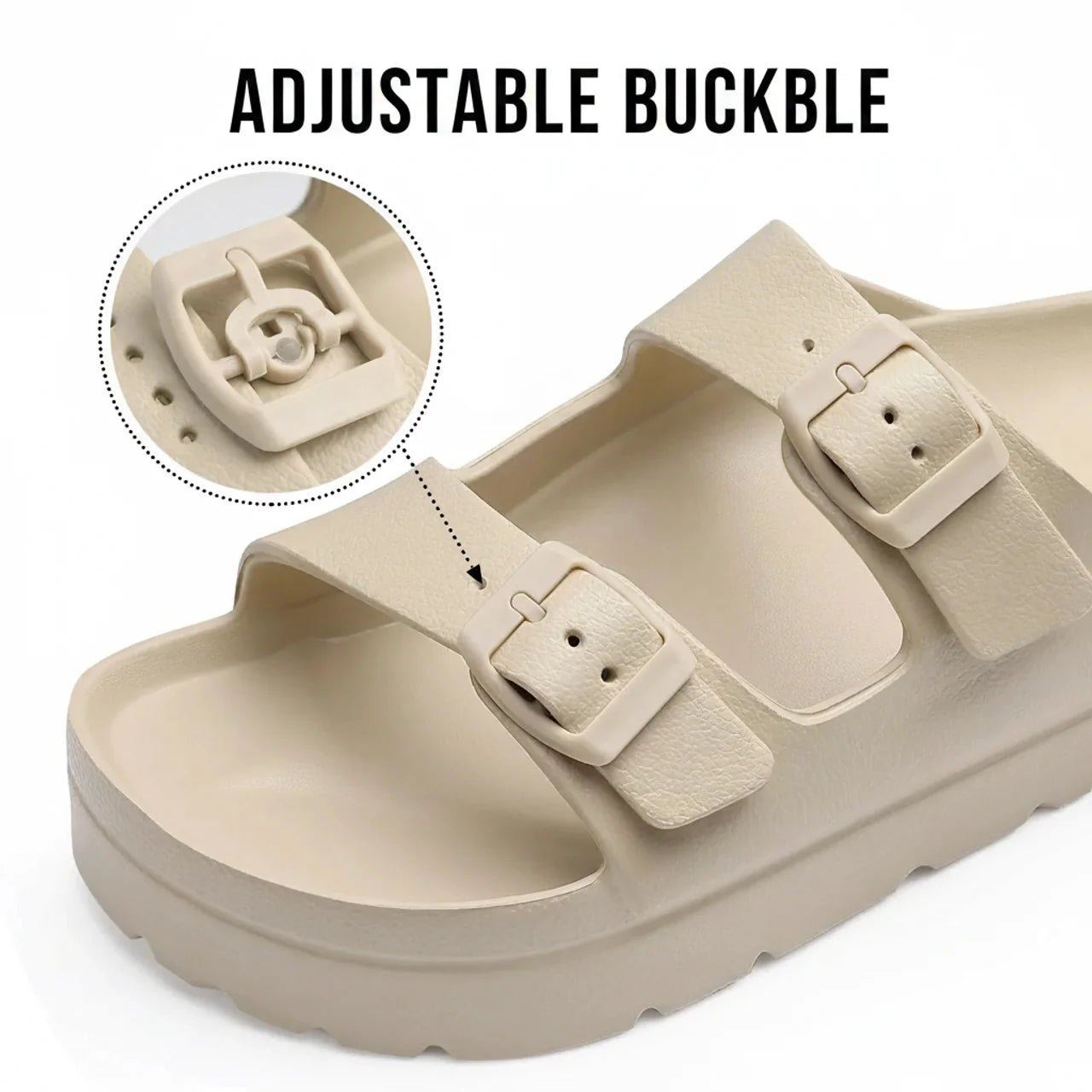 Waterproof EVA Footbed Sandals – Double-Buckle Slides | Mykonos | Women's 5 Mykonos cork footbed sandals - Pimali