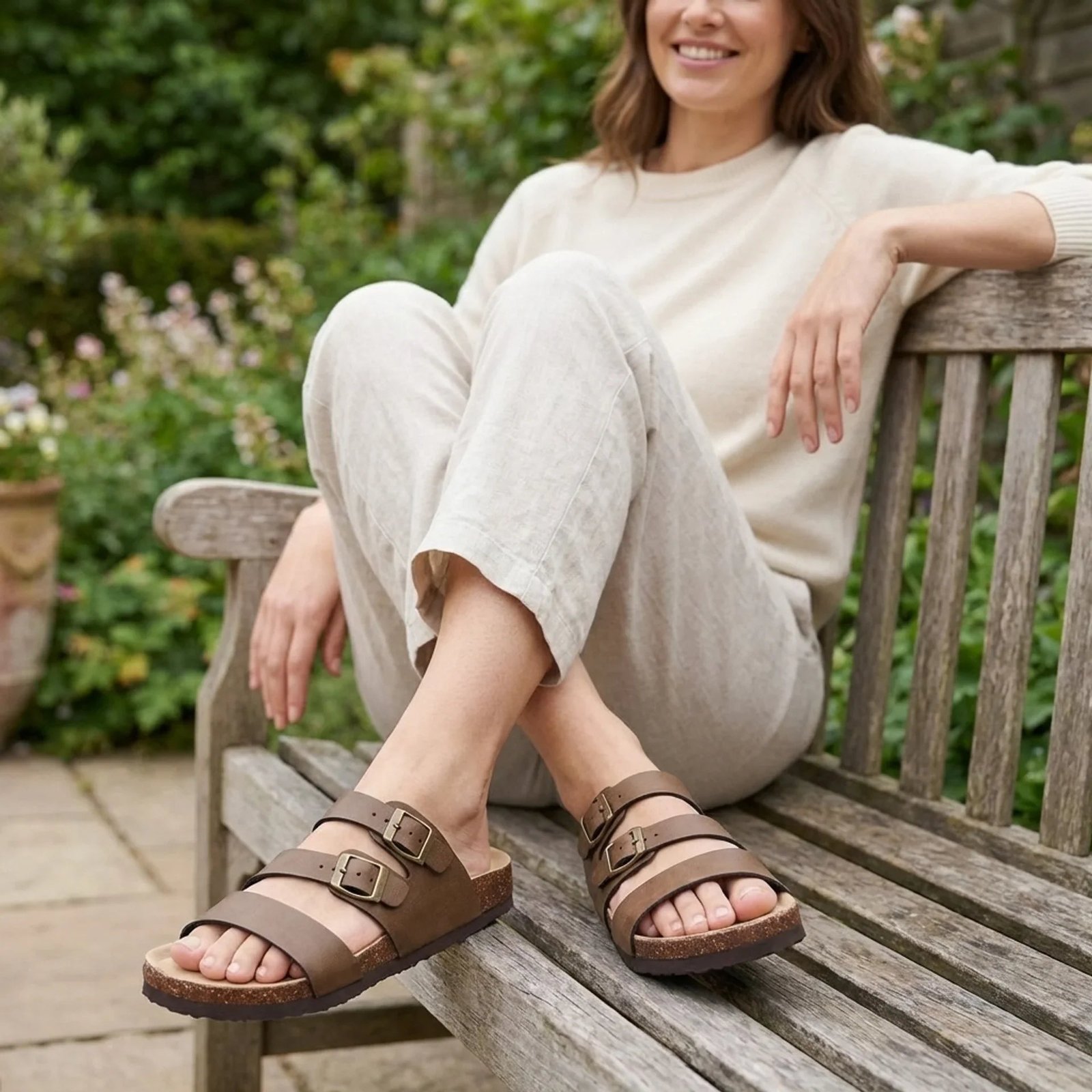Adjustable Strap Cork Footbed Sandals with Arch Support | St-Tropez | Women's 4 St-Tropez cork footbed sandals - Pimali