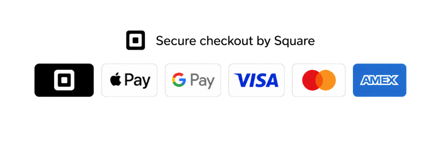 Secure checkout - Visa, Mastercard, Amex, Apple Pay, Google Pay