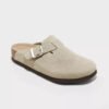 Ravello suede cork footbed clogs - Taupe - Pimali